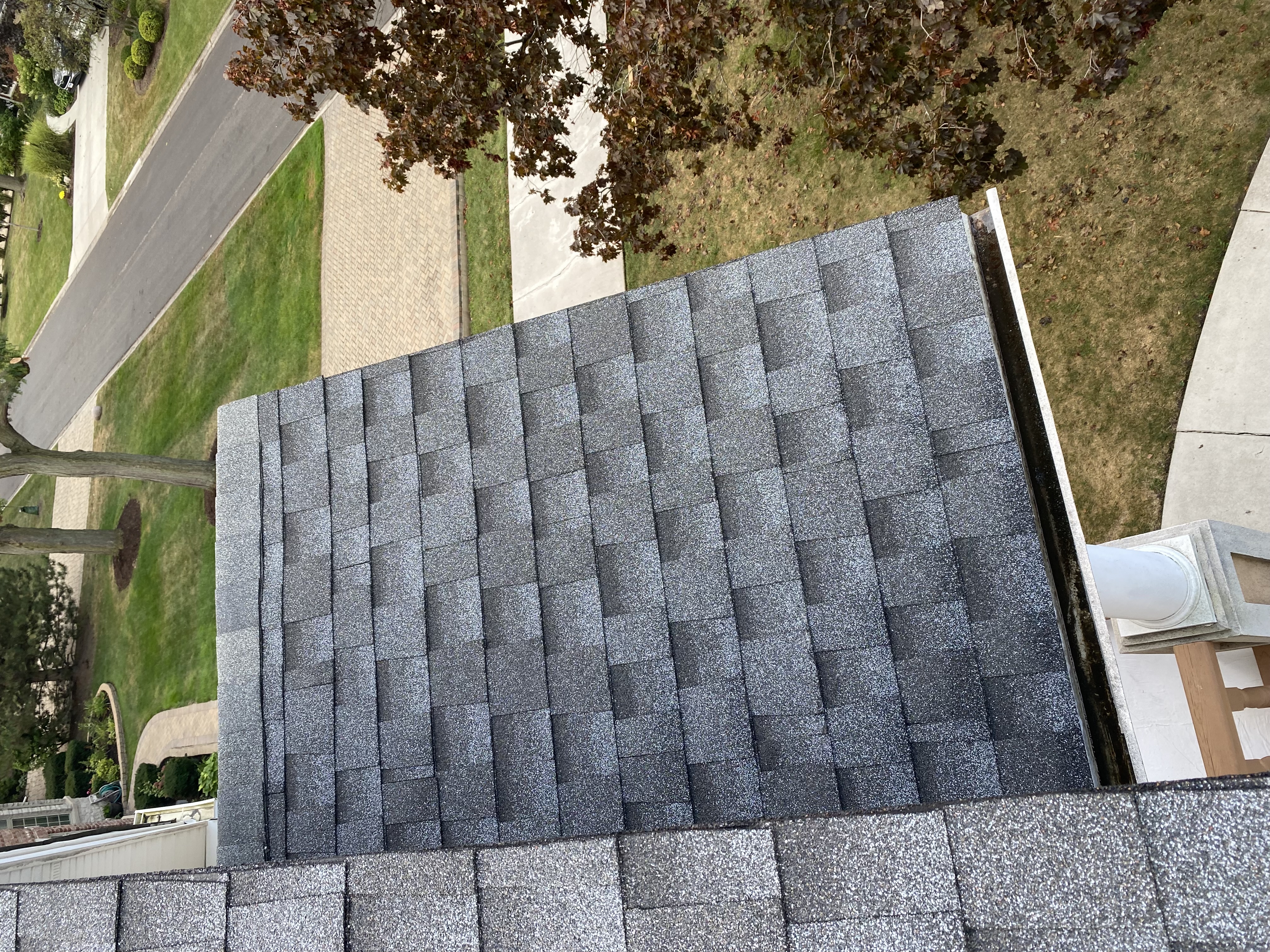 Aerial view completed roof North Shore